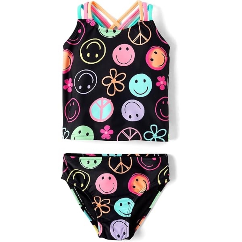 3T The Children's Place Black Multicolor Smiley Bikini